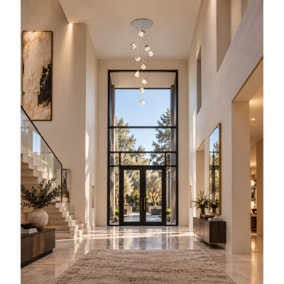 Modern 9-Light Cube Glass Chandelier 