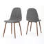 Ensemble de 2 chaises de salle à manger rembourrées en tissu Mid-Century moderne gris clair et noyer foncé