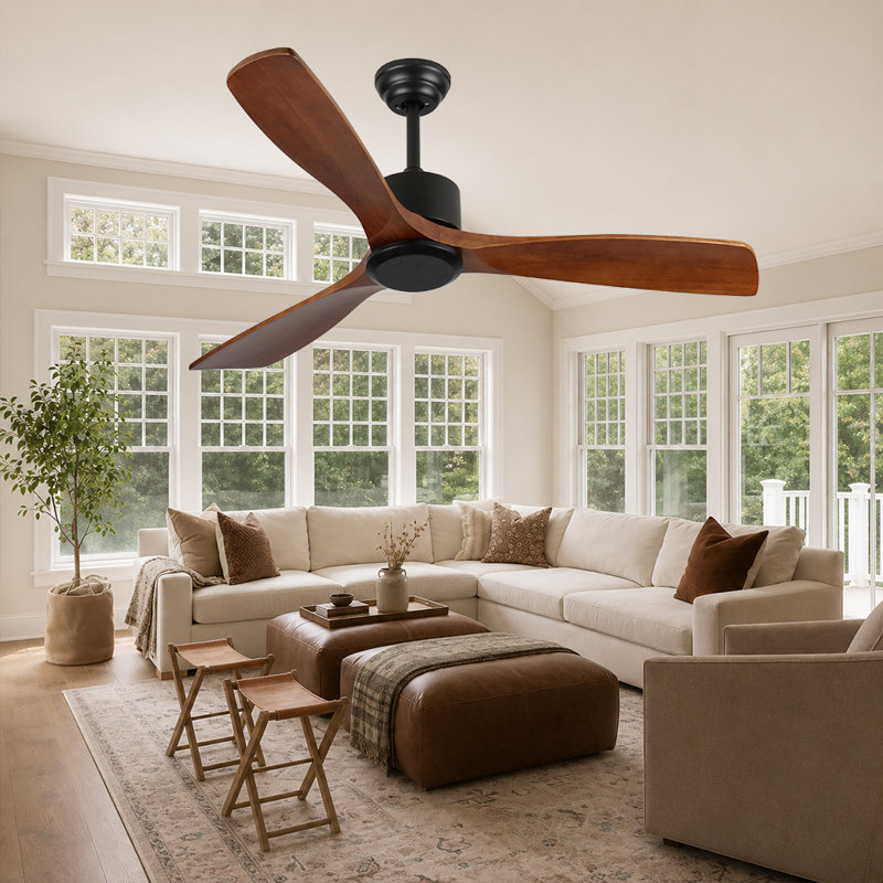 52-Inch Solid Wood Ceiling Fan without Light