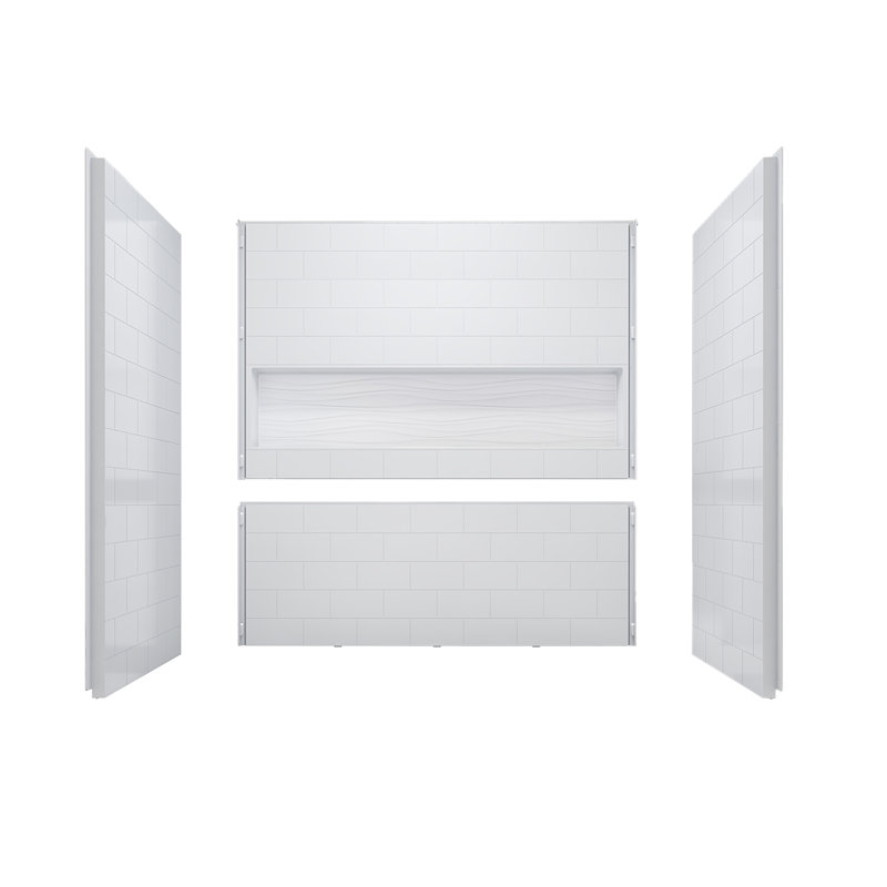 White Acrylic 60" x 32" 4-Piece Alcove Tub Surround