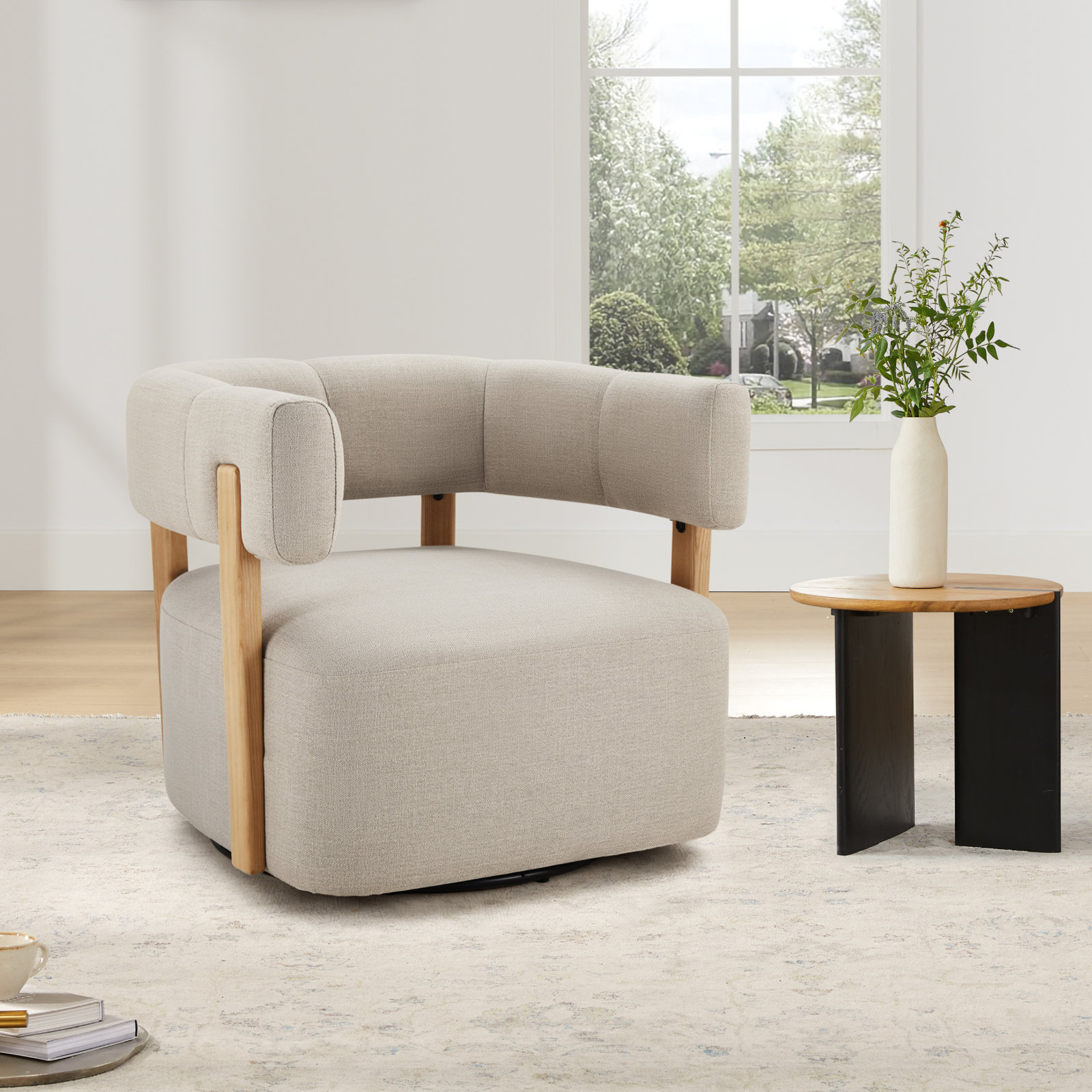 Lawler Linen Swivel Accent Chair