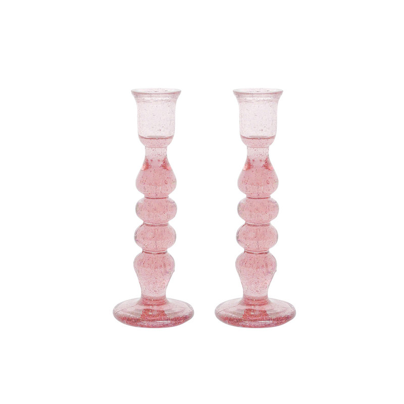 Provence Candlestick Set/2, 7" H x 2.5" W x 2.5" D, Blush