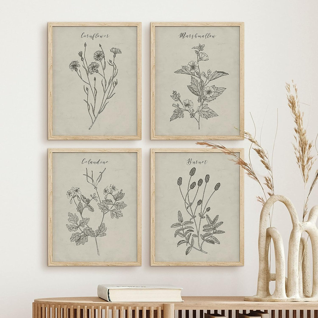 " Vintage Wildflower " 4 - Pieces SIGNLEADER 