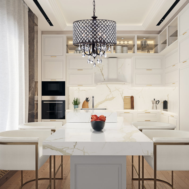 Ivonna 4 - Light Dimmable Drum Chandelier, Oil Rubbed Bronze