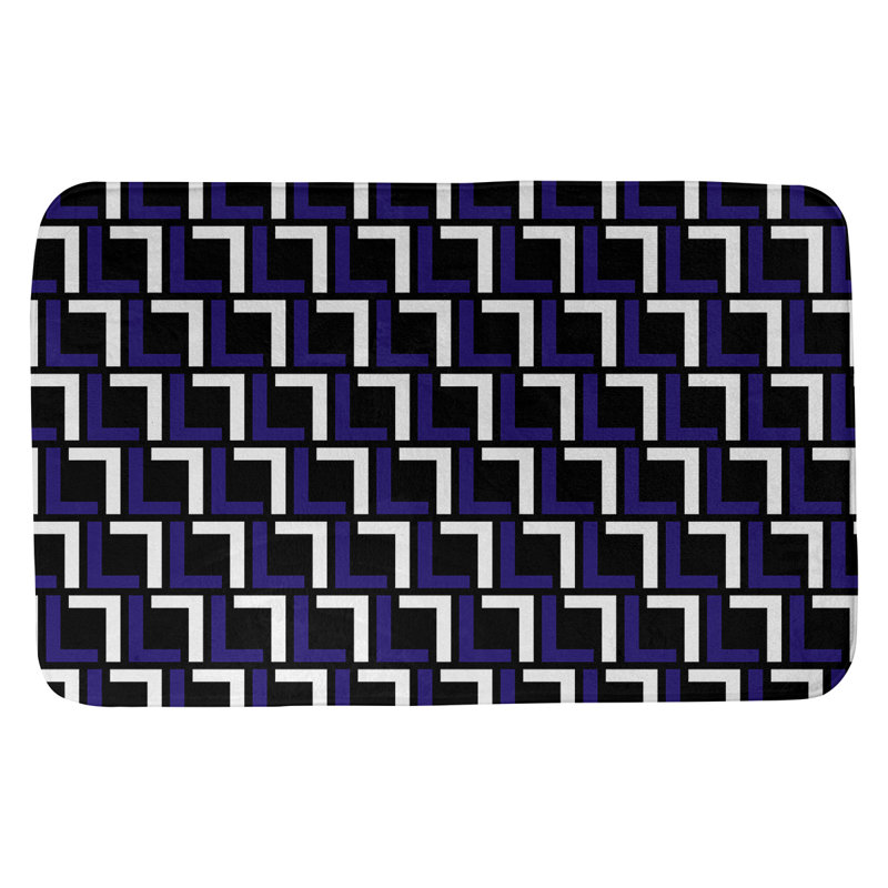 Tapis pour salle de bain Baltimore, l 17 po x L 24 po, Noir / mauve / blanc