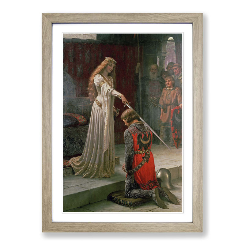 The Accolade by Edmund Leighton - Single Picture Frame Painting on Wood, Oak