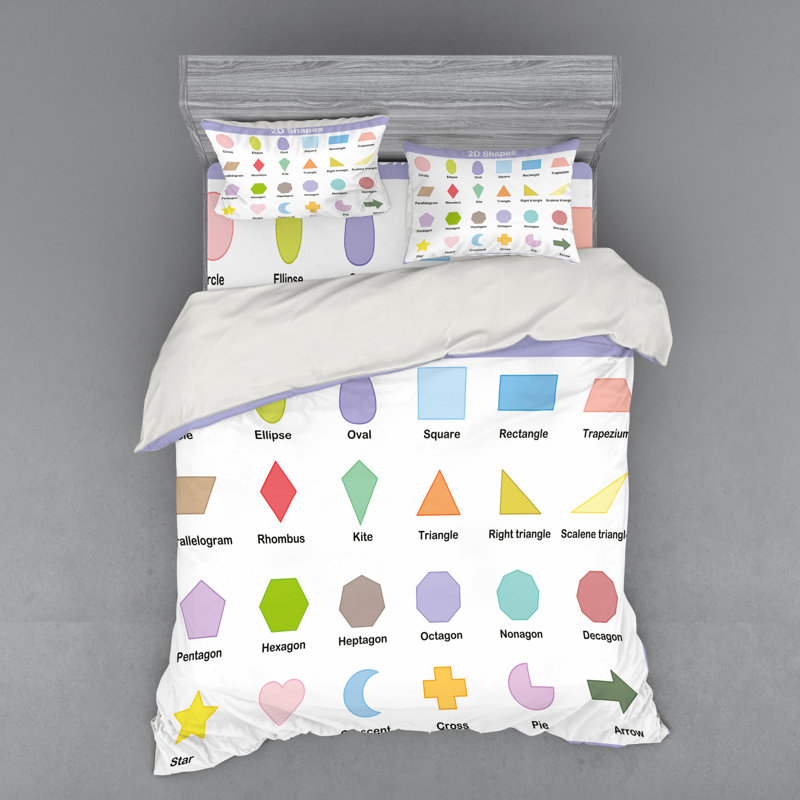 Ensemble de housse de couette éducatif moderne et contemporain en microfibre blanc / bleu
