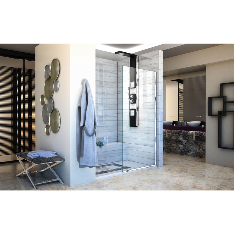 Panneau de verre fixe sans cadre l 30 po x H 72 po Linea, Chrome