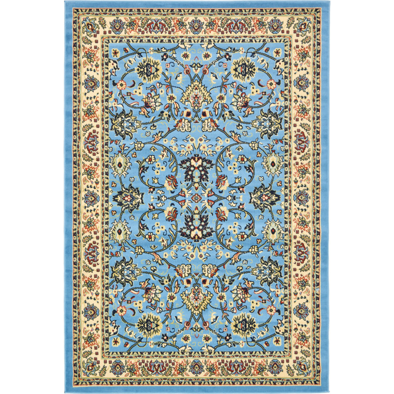 Tapis bourgogne Bhatari, Light Blue, Rectangle 2 pi 2 po x 3 pi 1 po