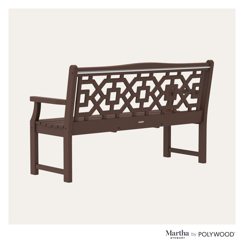 Chinoiserie Outdoor Bench, 34.95" H x 59.43" W x 23.21" D, Mahogany