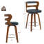 Tabouret de bar pivotant rembourré avec structure en bois, pieds en bois d'hévéa-293626393