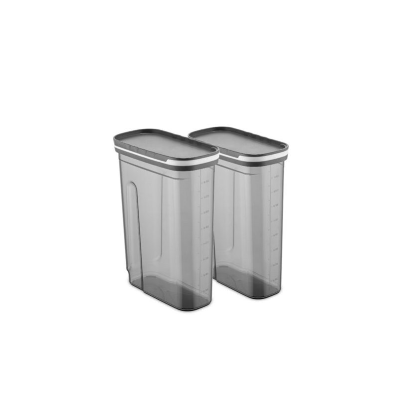 Ensemble de boîte de rangement durable, couleur anthracite, 3,5 x 7,5 x 7,1 pouces | 100% plastique sans BPA, capacité de 61,0 oz liq. Chacune | Va au lave-vaisselle, idéal pour organiser la maison et le bureau, peu encombrant