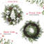 Couronne de Noël artificielle pré-éclairée de 22 pouces avec ornements et gnomes argentés et blancs, décoration de vacances d'hiver à piles