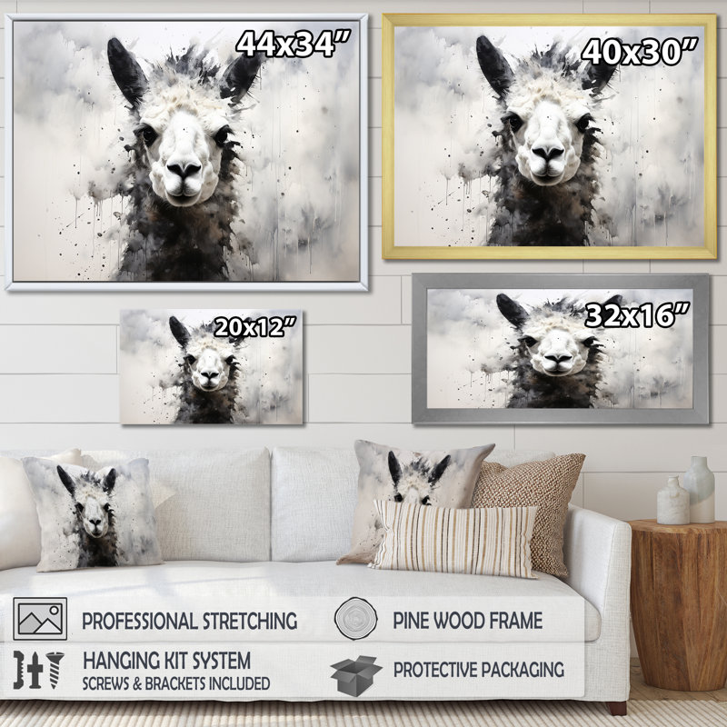Noir et blanc, minimalisme, alpaga monochrome I, Toile tendue, H 16 po x l 32 po x P 1 po