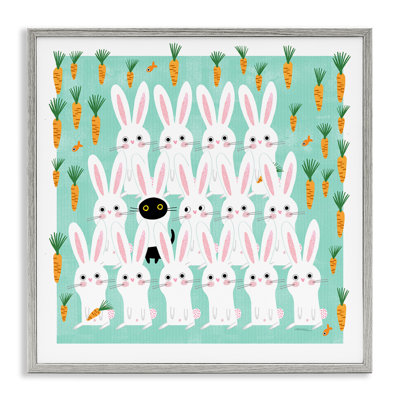 Cat Mixed with Bunnies Framed Giclee Art by Leeza Hernandez