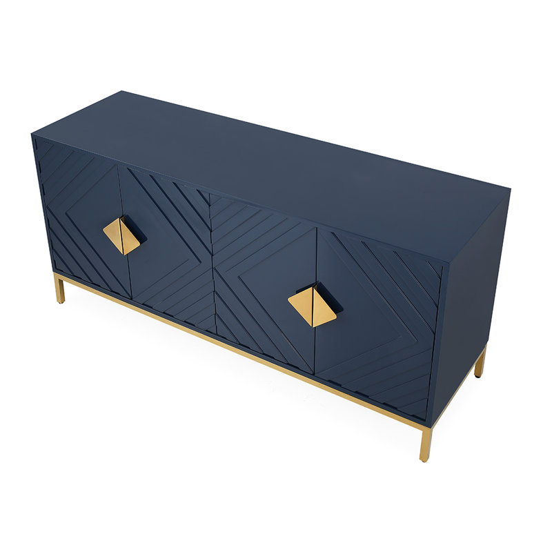 Buffet en bois massif de 64 po de largeur Corielle, Bleu marine