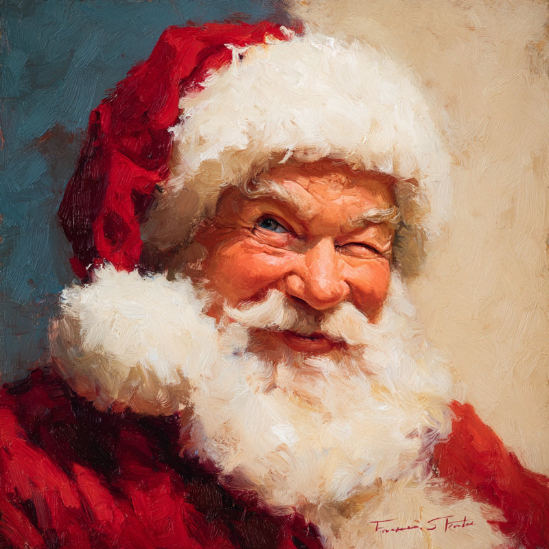 Joyeux père Noël, toile tendue, H 20 po x l 20 po