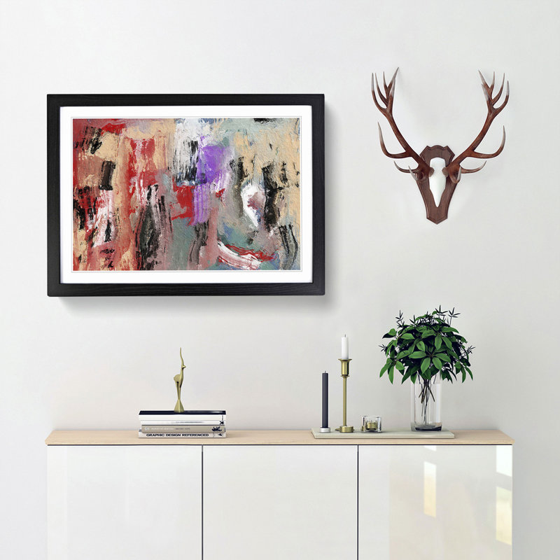 Abstract Vol.281 by S.Johnson - Single Picture Frame Painting, Black Framed, 33cm H x 45cm W x 2cm D