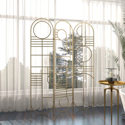 Aerne 49.5'' W x 69.2'' H 3 - Panel Metal Folding Room Divider