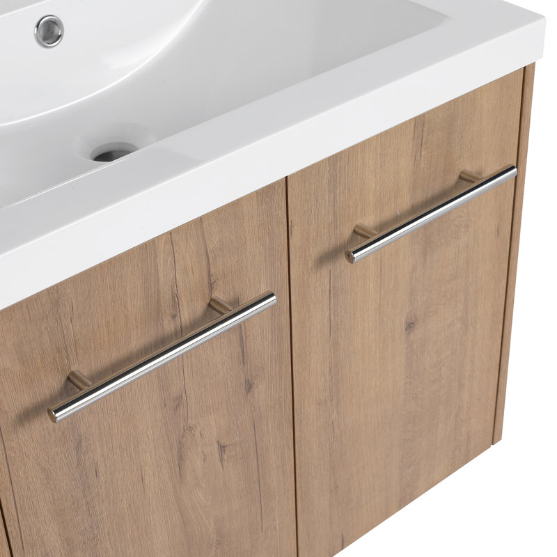 24 Inch Sink Cabinet For Bathroom - Quality Plywood Material Resin With Handle Convenient Use, 23"