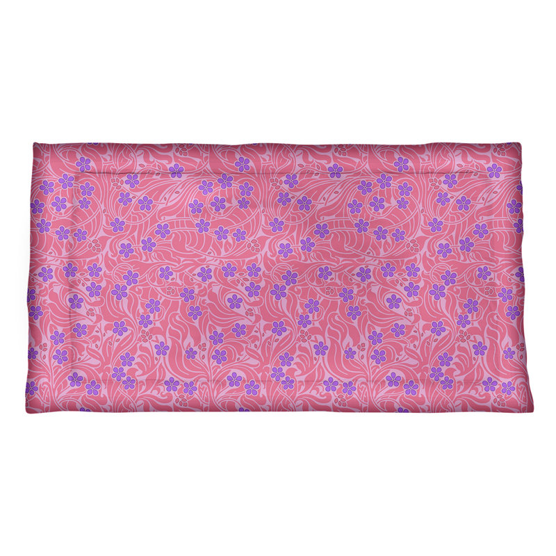 Taie décorative à motif floral Katelyn Elizabeth, Simple standard, Microfibre, Rose / Mauve