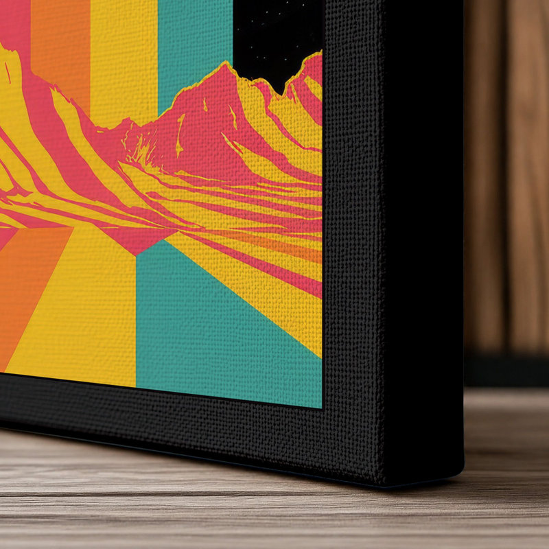 Cosmic Mountains Retro - Wrapped Canvas, 36x24 - 91.4 x 61.0 cm, Black Border