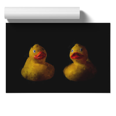 Yellow Rubber Ducks Painting - Frameless Print