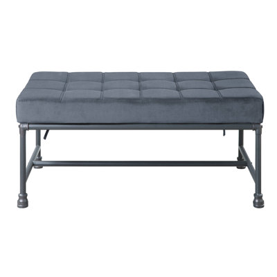 Grey And Sandy Grey Tufted Bench