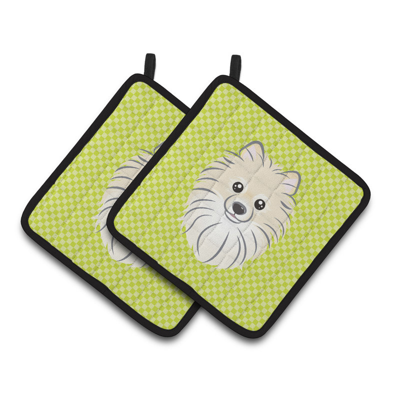 Cuisinier poignée poméranie caroline trésors Checkerboard, Vert lime
