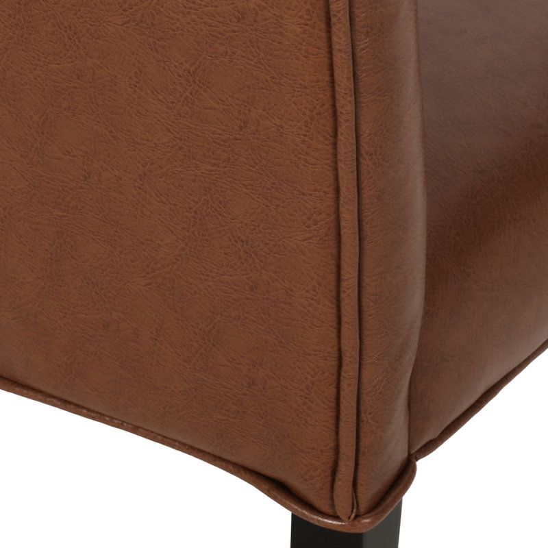 2 chaises de salle à manger Kd, cuir de polyuréthane brun appliqué, capitonnage à boutons, coutures en losange élaborées, pieds fuselés attrayants