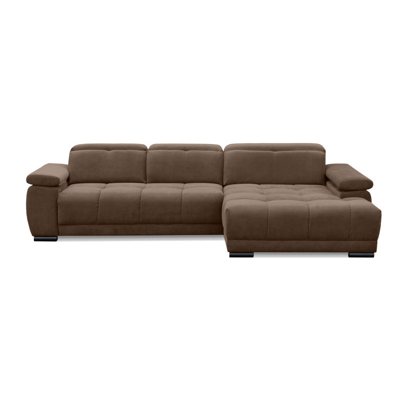 Jafiya 4 Seater Velvet Sofa Bed, Right Hand Facing, Brown