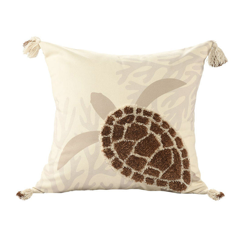 Housse de coussin en polyester orange / beige