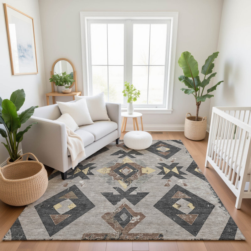 Premium Machine Washable Fairwood AMF1882 Aztec Rug, Rectangle 8' x 10'
