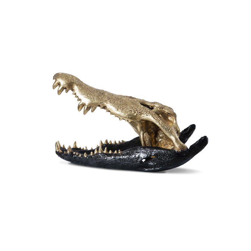 Dimensional Crocodile Skull, Gold, Black