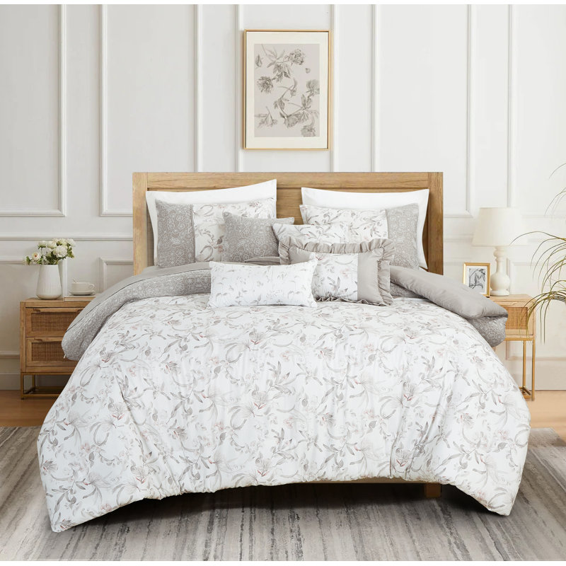 Polyester Floral Comforter, King Comforter + 6 Additional Pieces