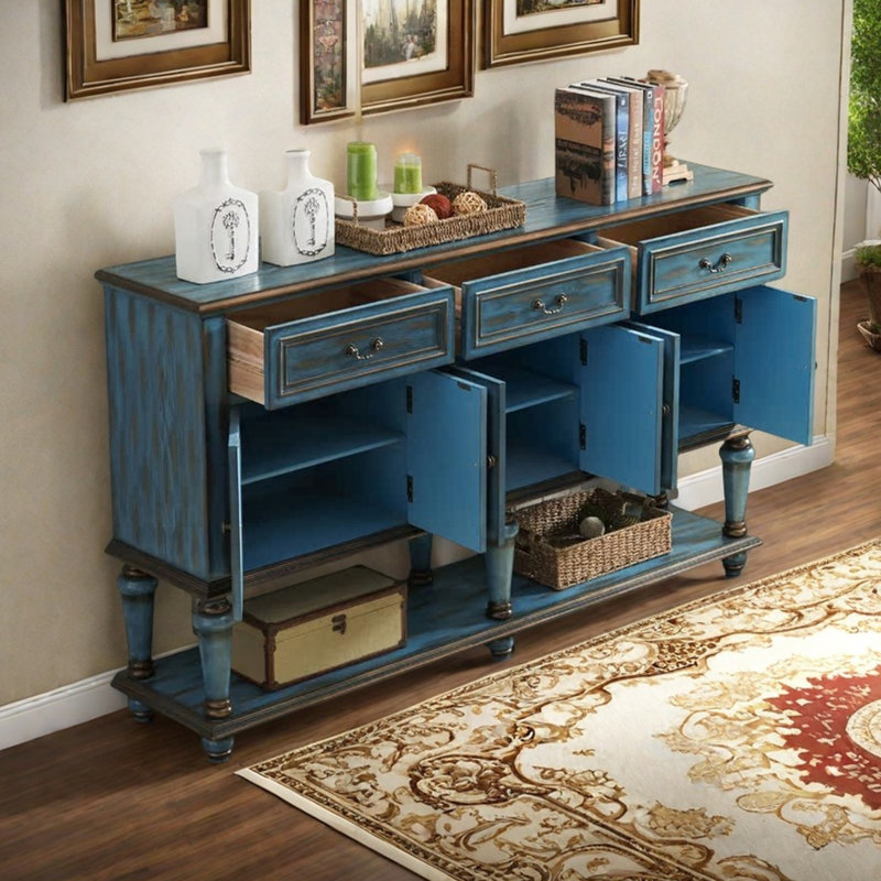 American retro style entrance cabinet sideboard, Blue