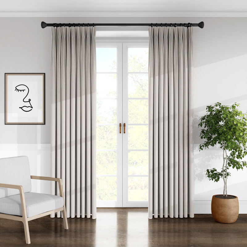 Panneau de rideau simple obscurcissant 100% coton à rayures Ticking, Noyer, l 40 po x L 96 po