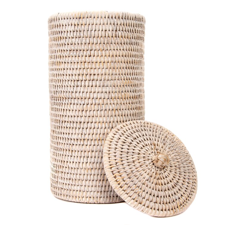 Rattan Small Cylinder Bathroom Bin/ Rattan Toilet Roll Holder -  in  2023