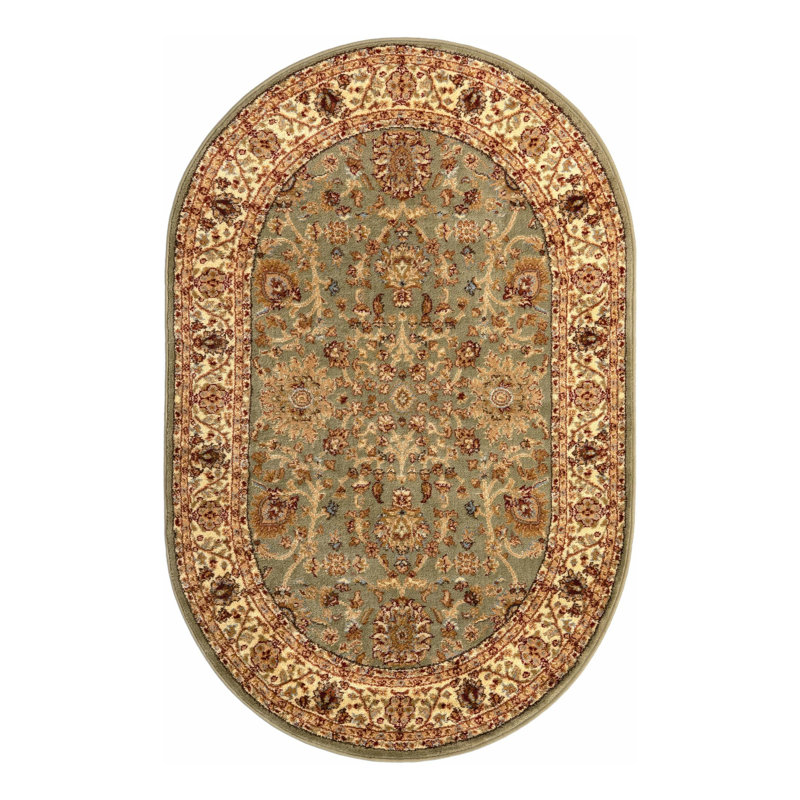 Tapis oriental vert clair Niles, Oval 4'1" x 6'1"