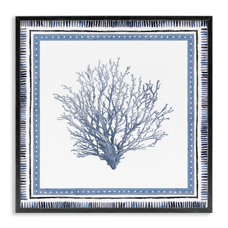 Giclée encadrée nautique de corail, design par Lanie Loreth, H 17 po x l 17 po, Giclée encadrée noir minuit
