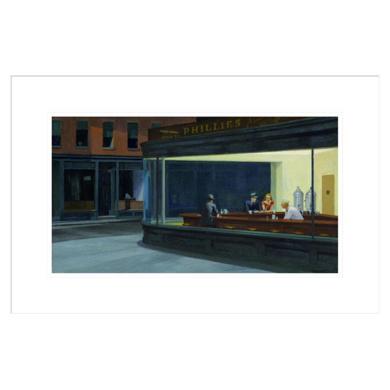 «Nighthawks» par Edward Hopper - impression giclée sur cadre, H 14,49 po x l 21,75 po