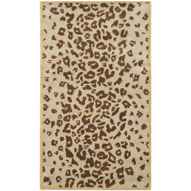 Jamon Martha Stewart Hand Tufted Wool/Viscose Animal Print Rug in Horizon Sand Beige, Rectangle 2'6" x 4'3"