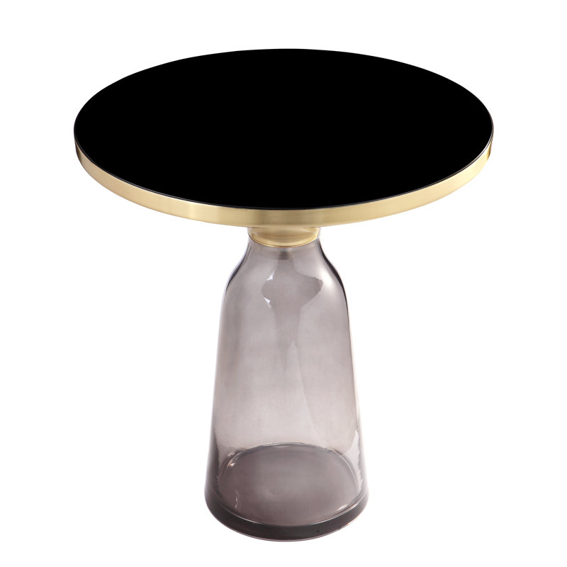 Table de bout latérale en verre soufflé à la main Pangea Home Belinda - Table d'appoint moderne en verre - Table d'appoint en verre artisanal pour salon, bureau ou chambre à coucher - Table d'appoint ronde en verre