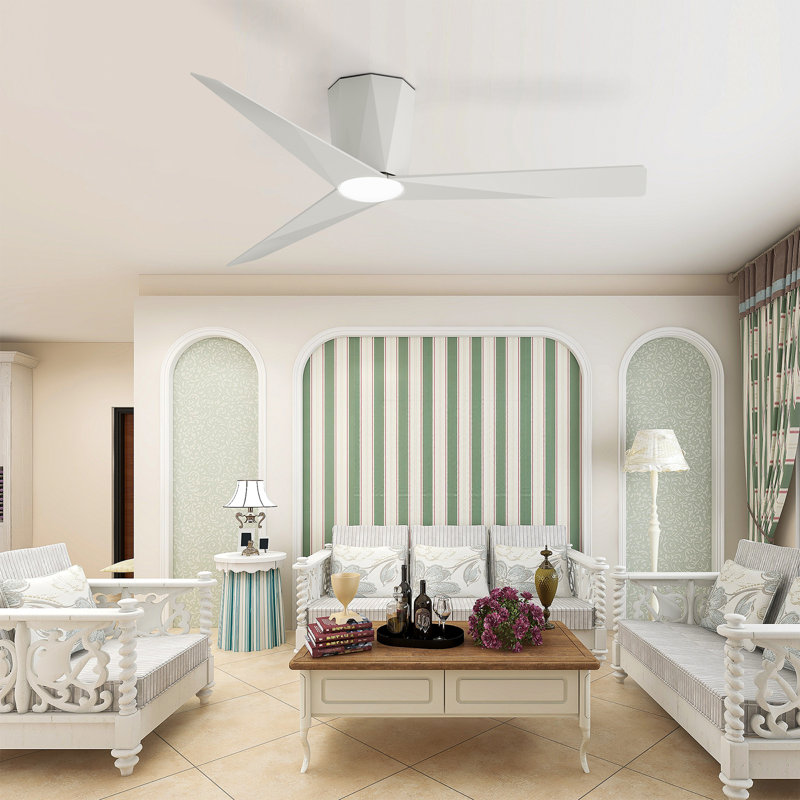 2 pièces 52 pouces ventilateur de plafond avec lumière, Blanc