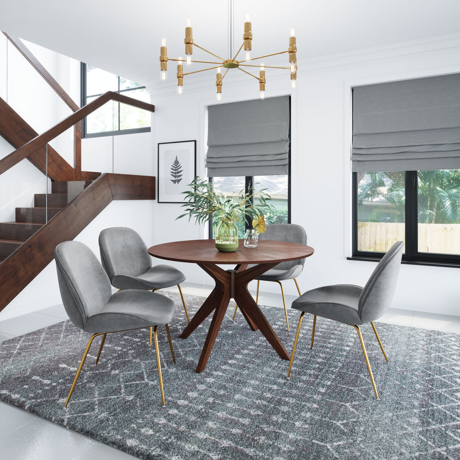 Fenway 47" Dining Table, Walnut Top/Walnut Base