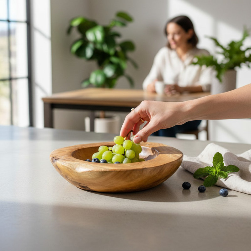 Union Rustic Mancheer Teak Fruit Bowl