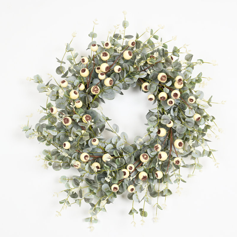 Couronne de porte artificielle 26 po, Green/Cream