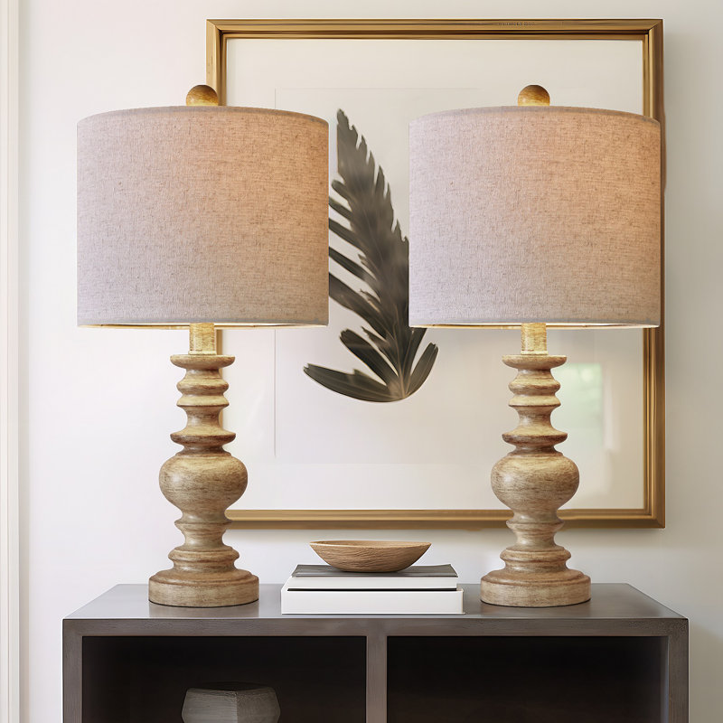 20"traditional Retro Table Lamp 2-piece Set,suitable For Hallway,living Room,bedside Decoration