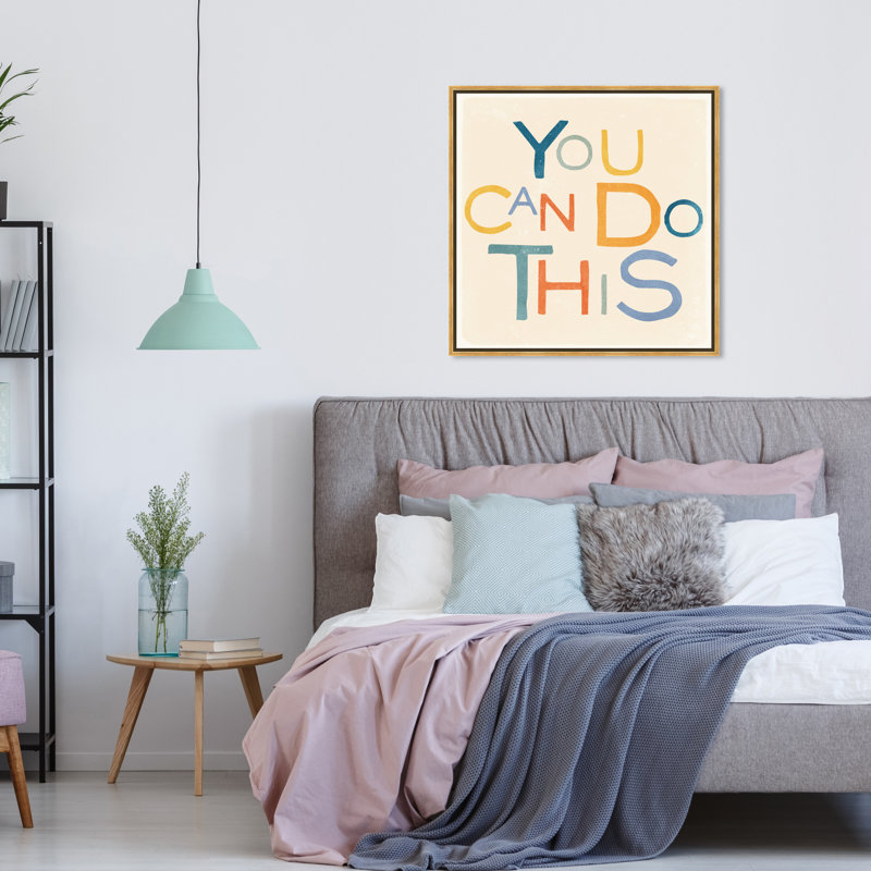 «Typographie and Quotes You Can Do This», impression textuelle sur toile, H 30 po x l 30 po, Toile encadrée, Doré