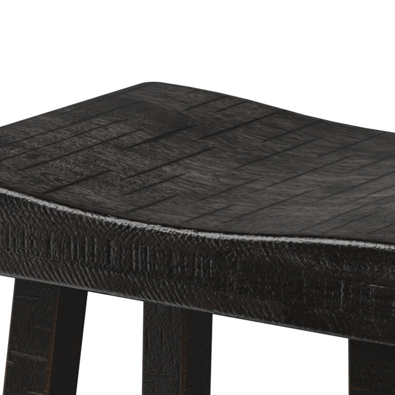 Tabouret de comptoir en bois massif 24 "/ 31" sans dossier avec repose-pieds, Noir, noir, noir, noir